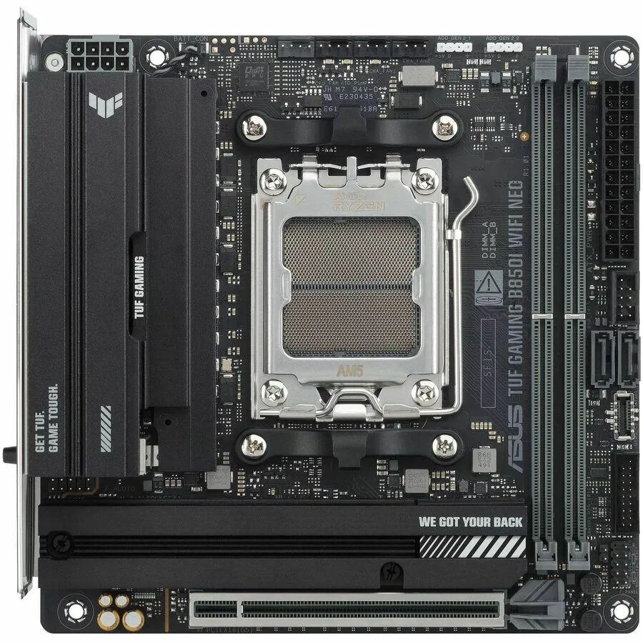 ASUS TUF B850I WIFI NEO Mini ITX motherboard with black and silver finish