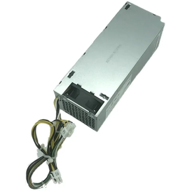 Rectangular black ATX power supply unit with gold certification badge and cooling fan grille