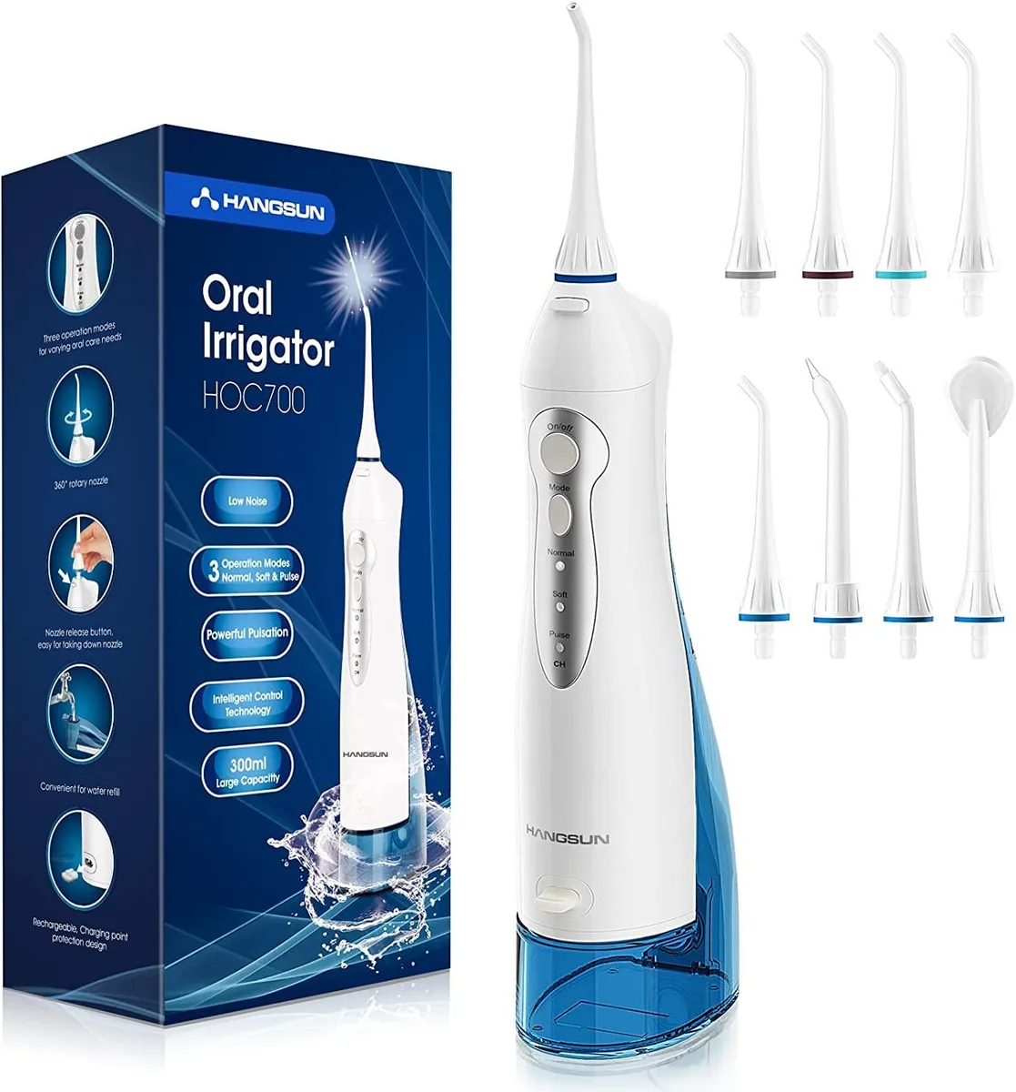  Hangsun HOC700 White Water Flosser 300ml 8 Tips — product photo