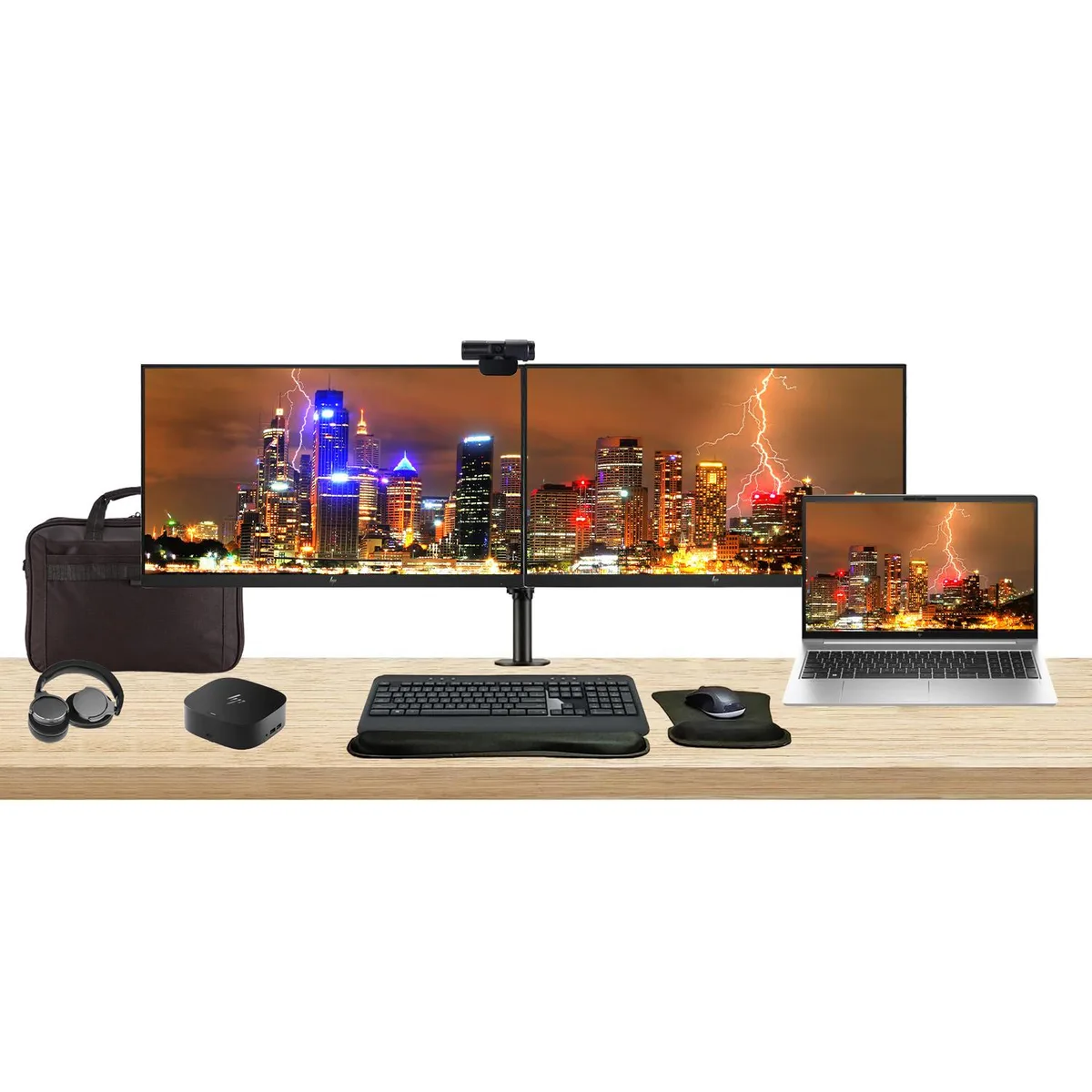 HP HP EliteBook 655 G10 15.6" Ryzen 7 7730U 16GB 512GB Bundle with 2 x 24" Monitors, Dock, Peripherals, Bag — 商品照片