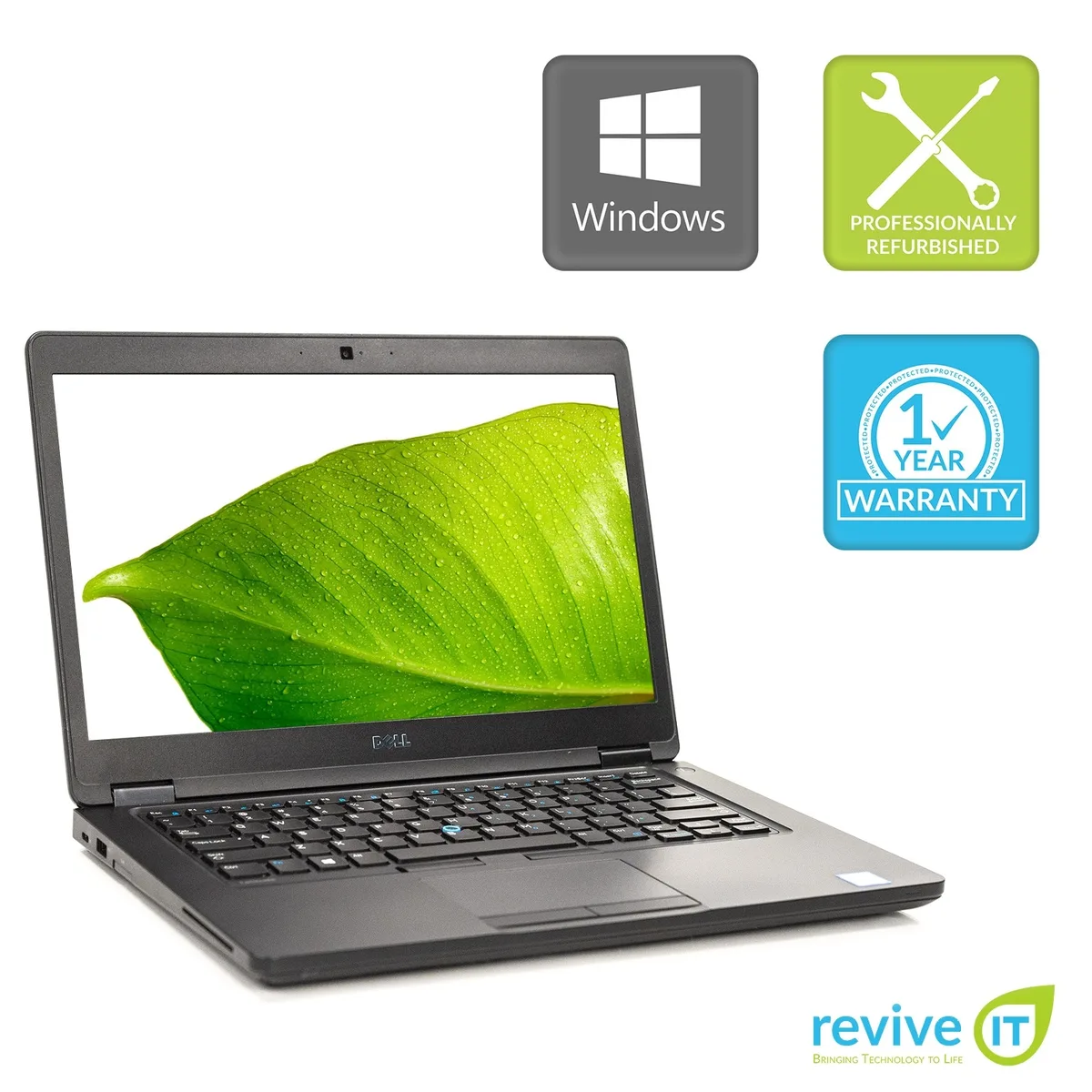 Black Dell Latitude 5480 laptop closed, 14.0 inch non-touch screen, matte finish
