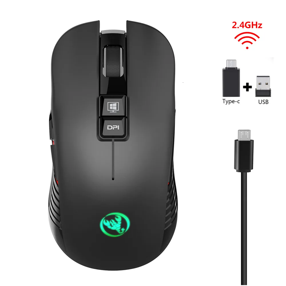Hitoor Hitoor 2.4G USB-C Wireless Gaming Mouse 3600DPI 7 Button Black — tuotekuva