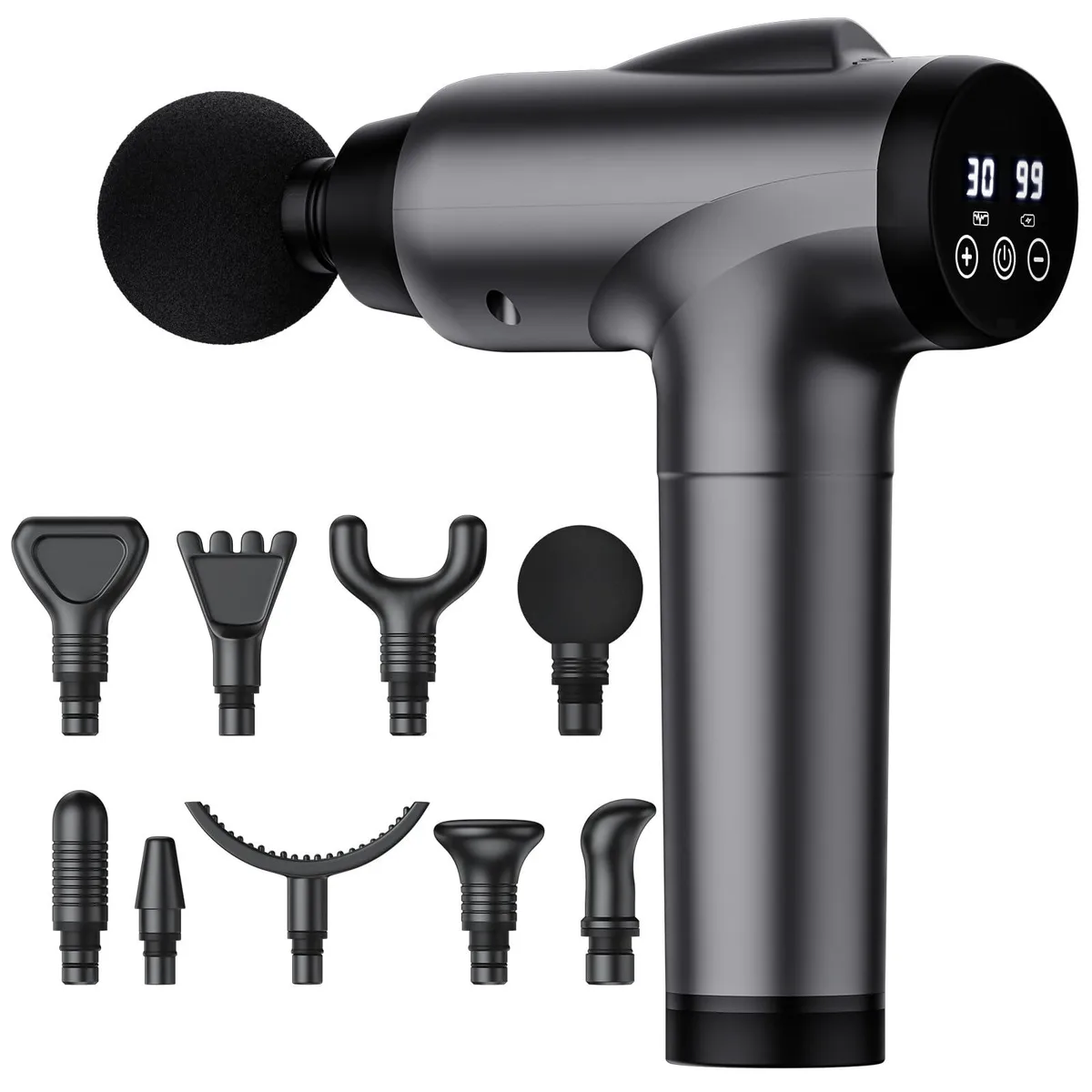  OLsky M68-7 Massage Gun 30 Speeds 9 Heads Grey — Produktfoto