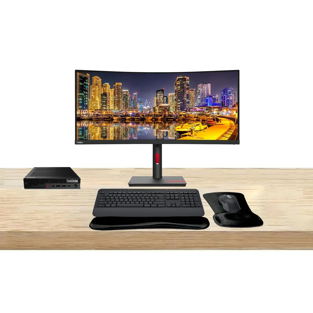 Lenovo Lenovo ThinkStation P3 Tiny i7 14700 32GB 1TB T1000 8GB DDR6 + ThinkVision T34w 34 UWQHD 1500R 60Hz MK650 — 제품 사진