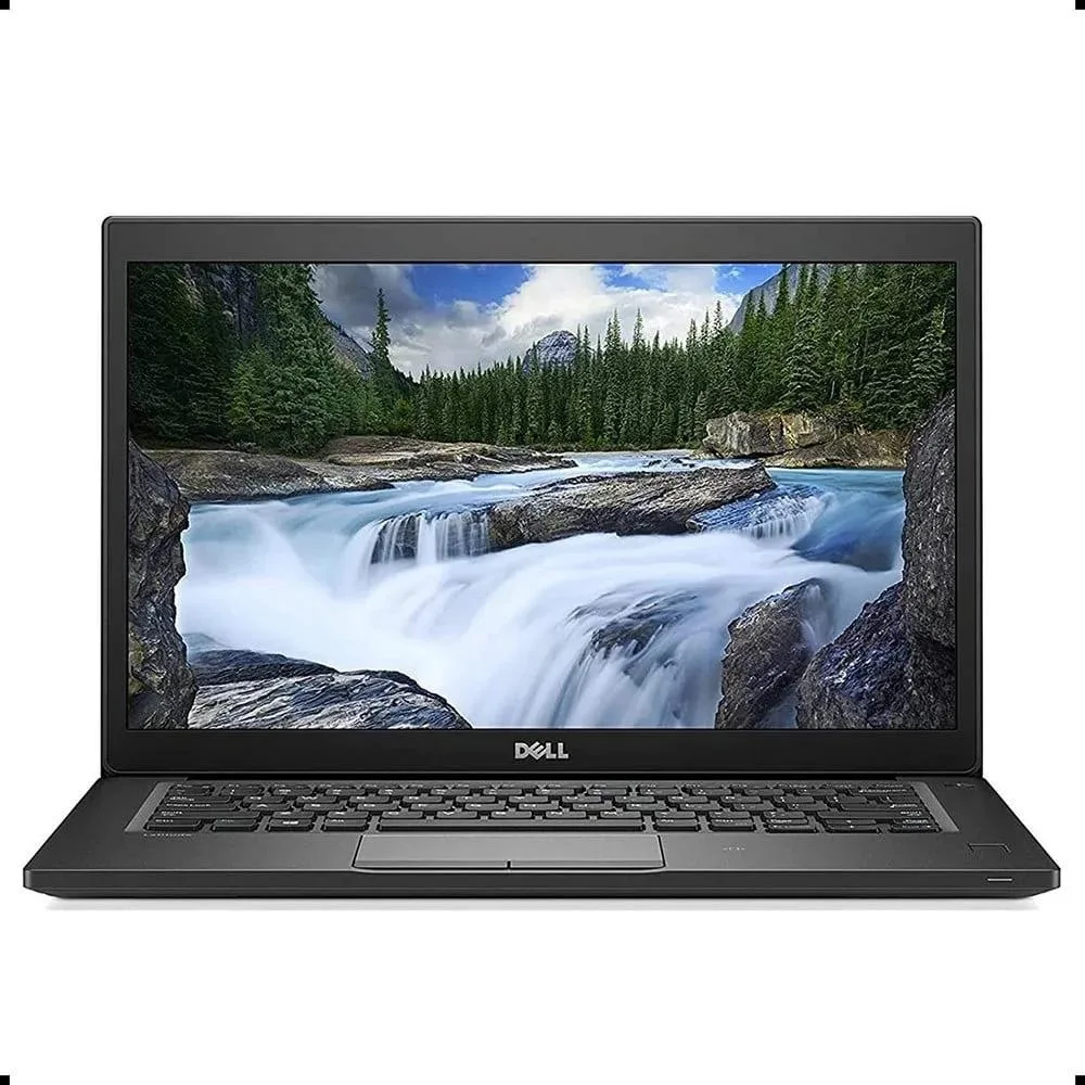 Black 14-inch Dell Latitude 7490 laptop with touchscreen display, closed lid showing matte finish