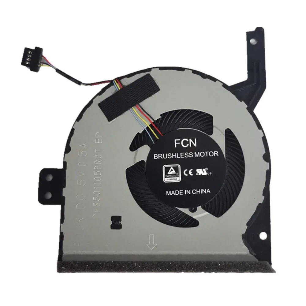 Small black CPU cooling fan with wire grille and cable