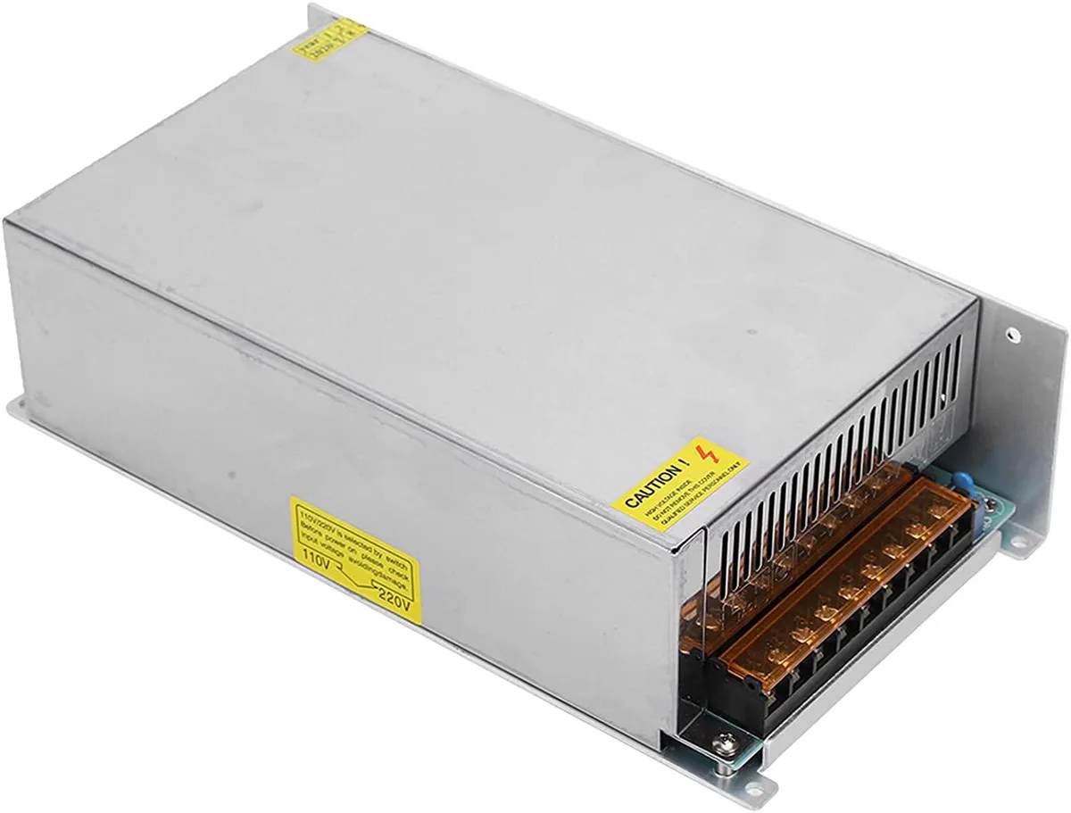 Pink aluminium power supply unit, rectangular block form factor, matte finish
