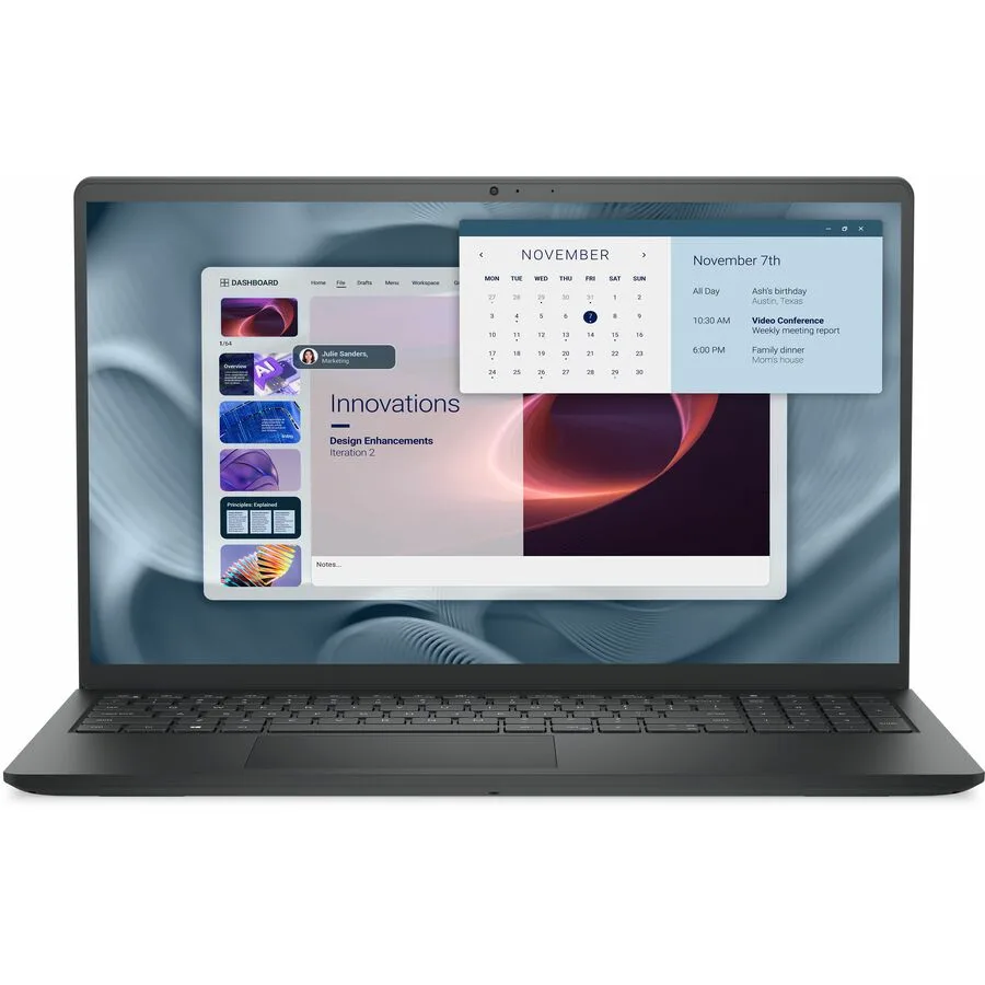 Carbon Black Dell Pro 15 Essential laptop, 15.6 inch non-touch IPS screen, thin profile