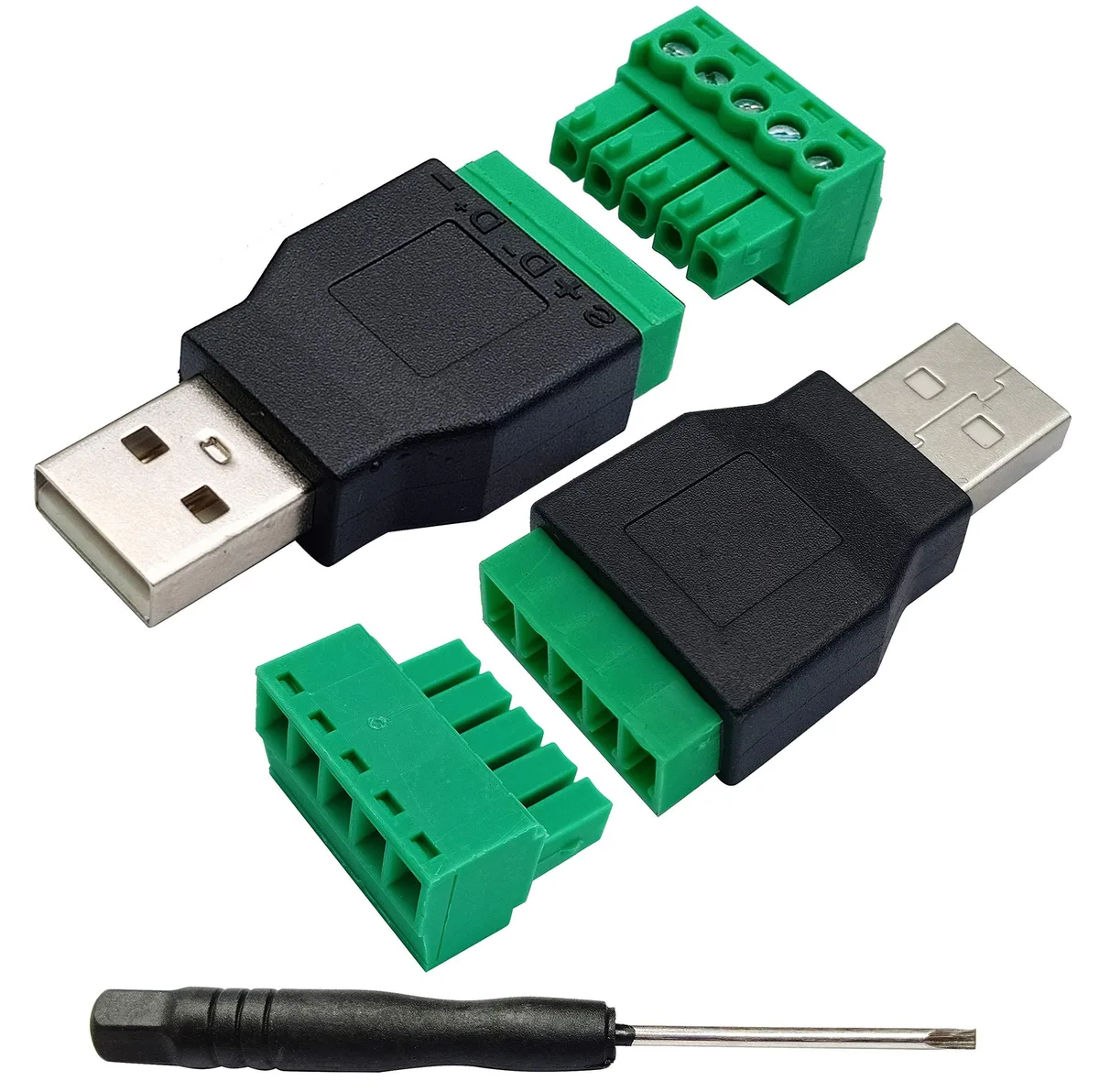 BUCIER BUCIER USB 2.0 A Male to 5-Pin Screw Terminal Adapter 2-Pack — 商品写真