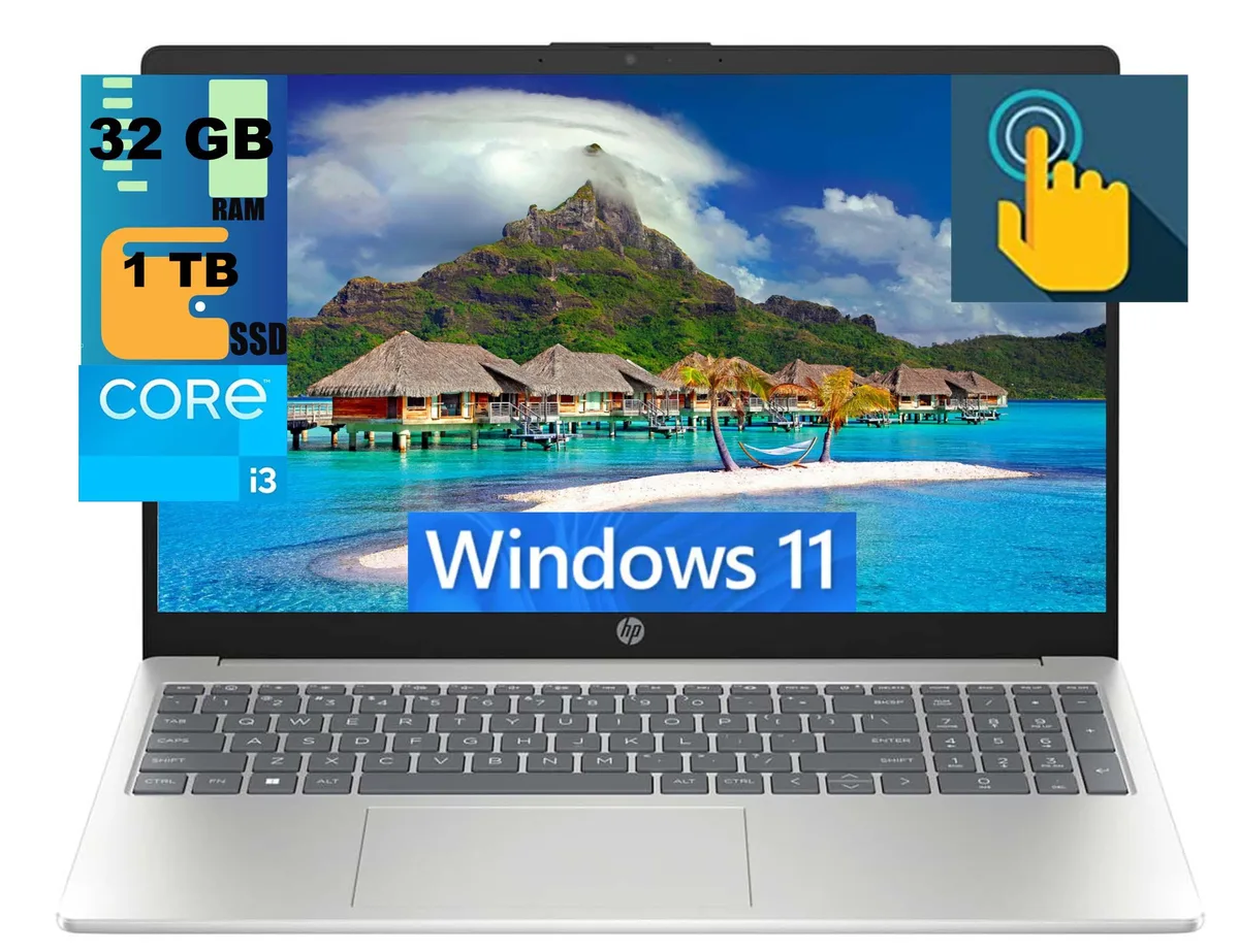 HP HP 15 Raider laptop Core i3-1315U 32GB 1TB SSD 15.6" HD touch Silver — photo du produit
