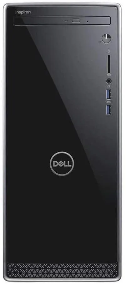 Black tower desktop Dell Inspiron 3670 standing upright