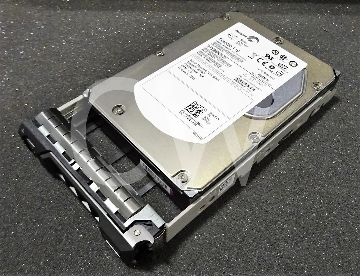 Silver 3.5 inch SAS hard drive with black caddy tray