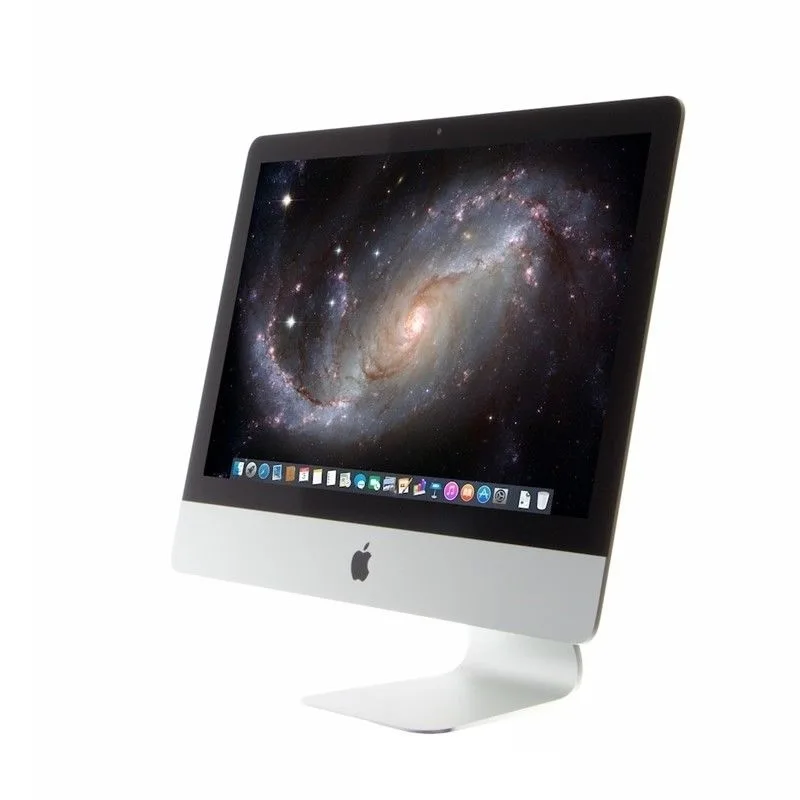 Silver aluminium all-in-one desktop with 21.5 inch display wireless keyboard and mouse