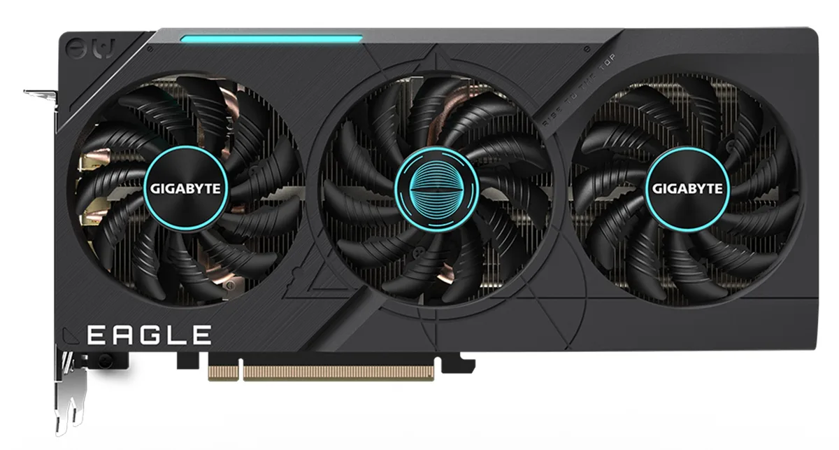 GIGABYTE Eagle RTX 4070 graphics card with triple-fan cooler and silver-grey shroud