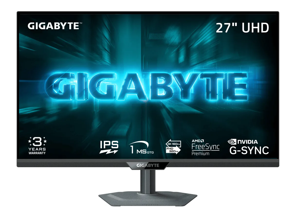 27 inch black gaming monitor on height adjustable stand with thin bezels