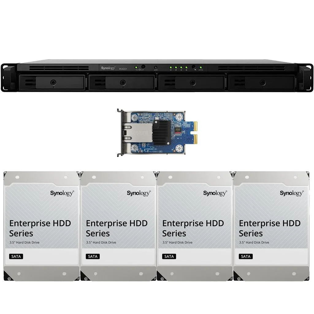 Synology Inc. Synology RS422+ 4-Bay Rackmount NAS 2GB RAM 48TB (4 x 12TB) E10G22-T1-Mini 10GbE Adapter — photo du produit