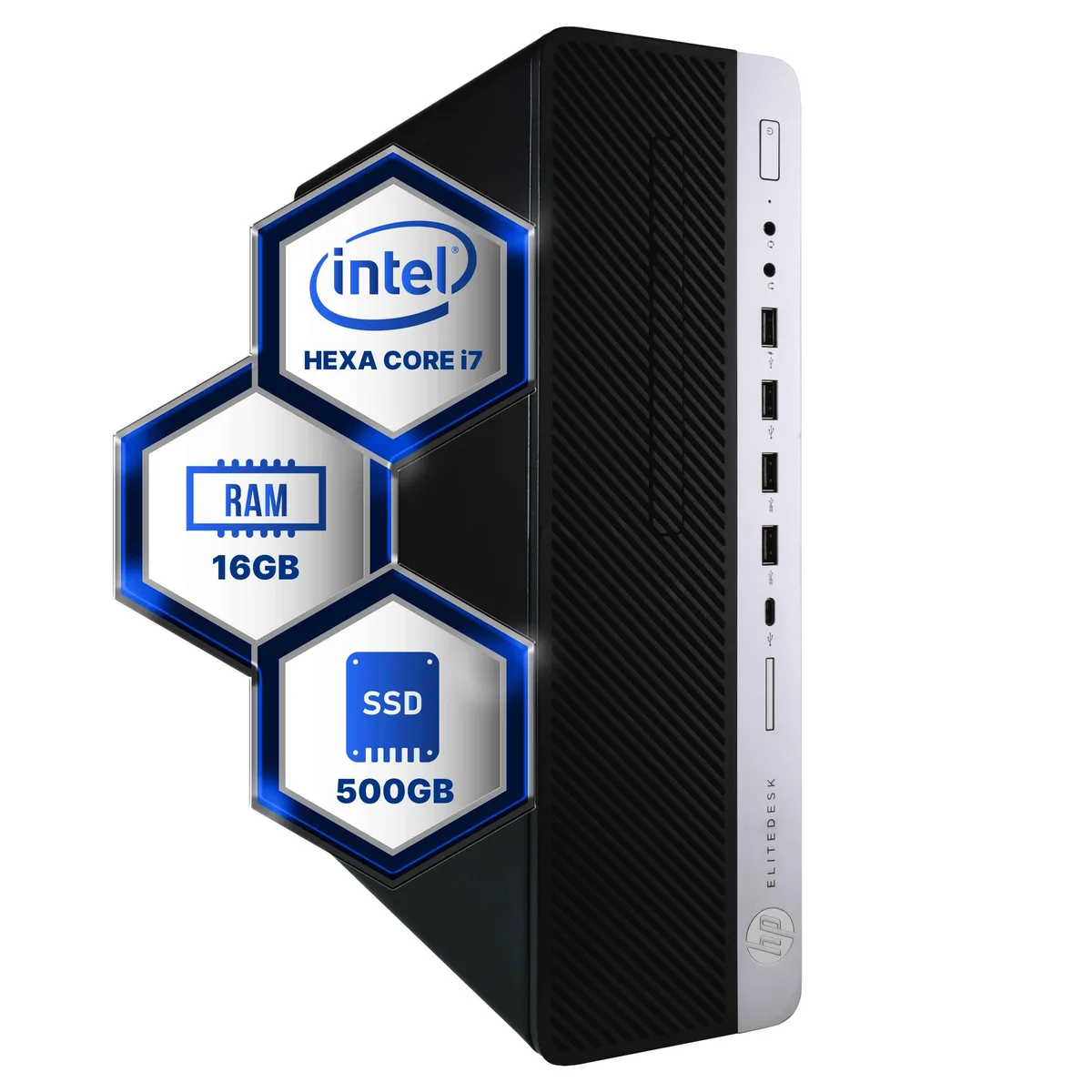 HP HP EliteDesk 800G4 desktop PC i7-8700 3.40GHz 16GB DDR4 500GB SSD Windows 11 Pro — photo du produit