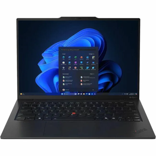 Eclipse Black ThinkPad X1 Carbon Gen 13 laptop open showing 14.0 inch touch display