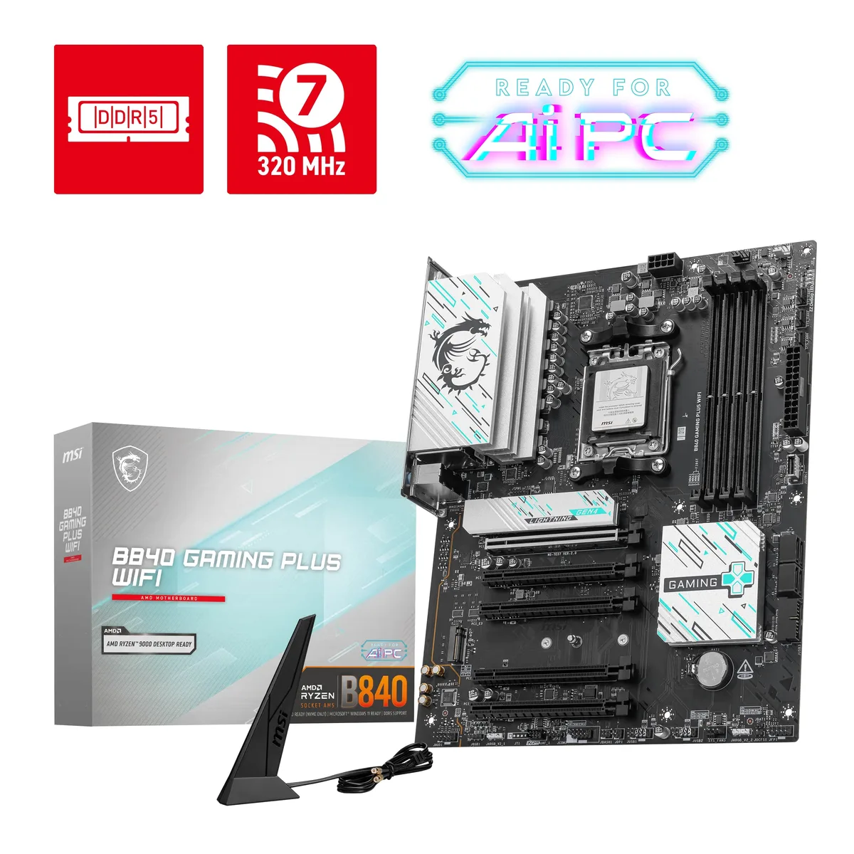 MSI MSI B840 GAMING PLUS WIFI AMD motherboard — product photo