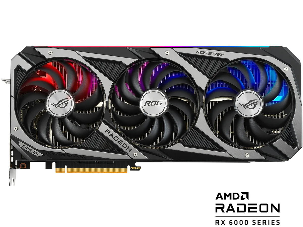 ASUS ROG STRIX Radeon RX 6800 graphics card with triple axial-tech fans in dark grey finish