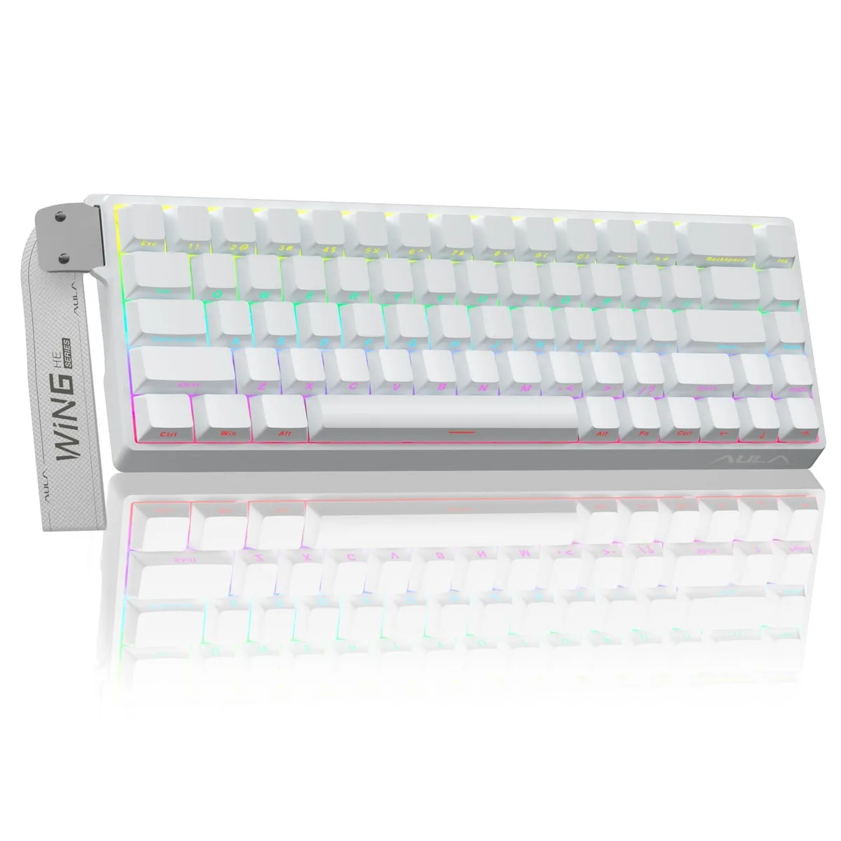 Vszerda Vszerda WIN68 HE Hall Effect Magnetic Switch Gaming Keyboard 60% White 8000Hz Polling Rate 68 Keys USB-C Wired — foto produk