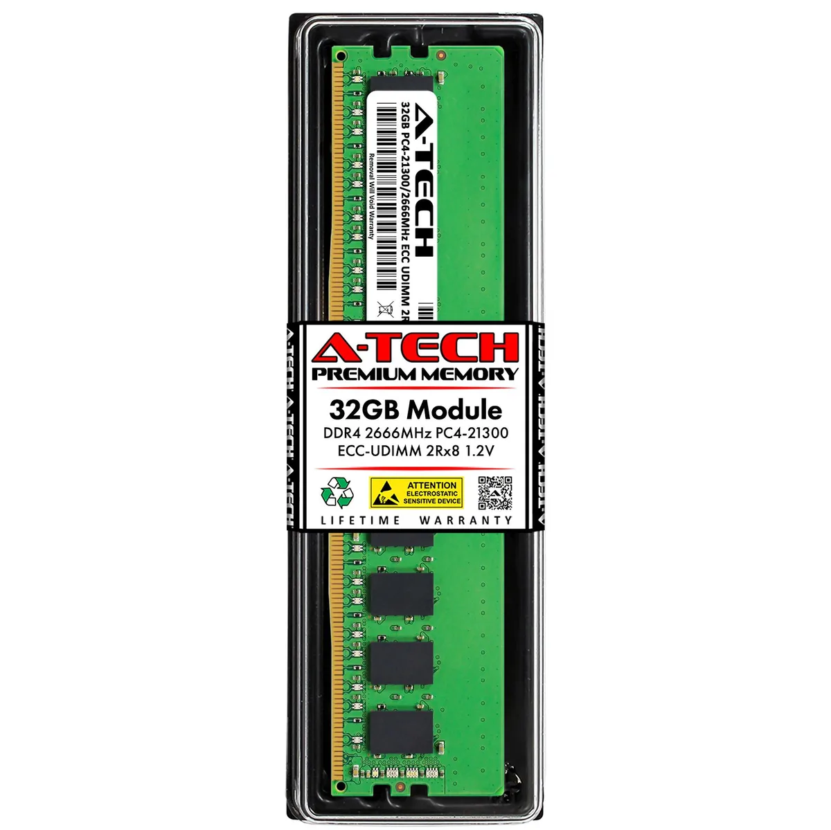 A-Tech A-Tech 32GB DDR4 2666 ECC UDIMM 2Rx8 Kingston KSM26ED8/32HA KSM26ED8/32ME KTD-PE426E/32G Server Memory — product photo