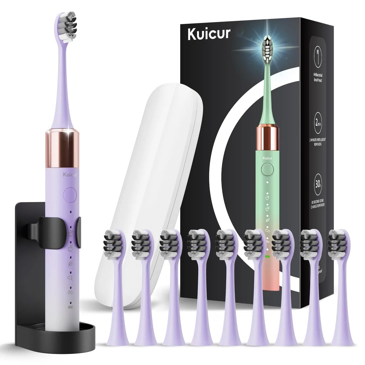  Waterpik Kuicur-PurpleWhite sonic toothbrush 10 heads Purple — foto produk