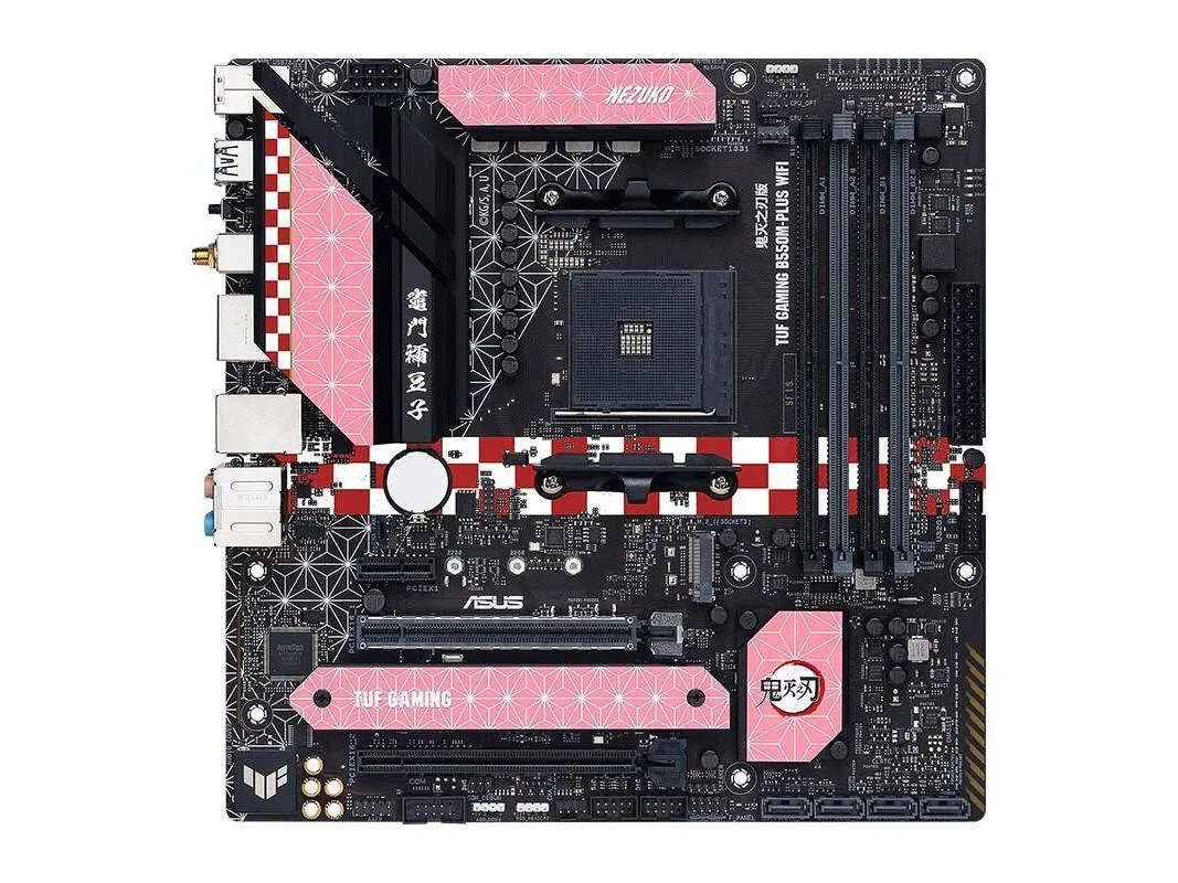 Green Micro-ATX board with black heatsinks and rear I/O shield