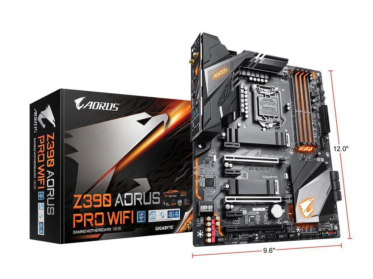 ATX motherboard black PCB silver heatsinks integrated I/O shield