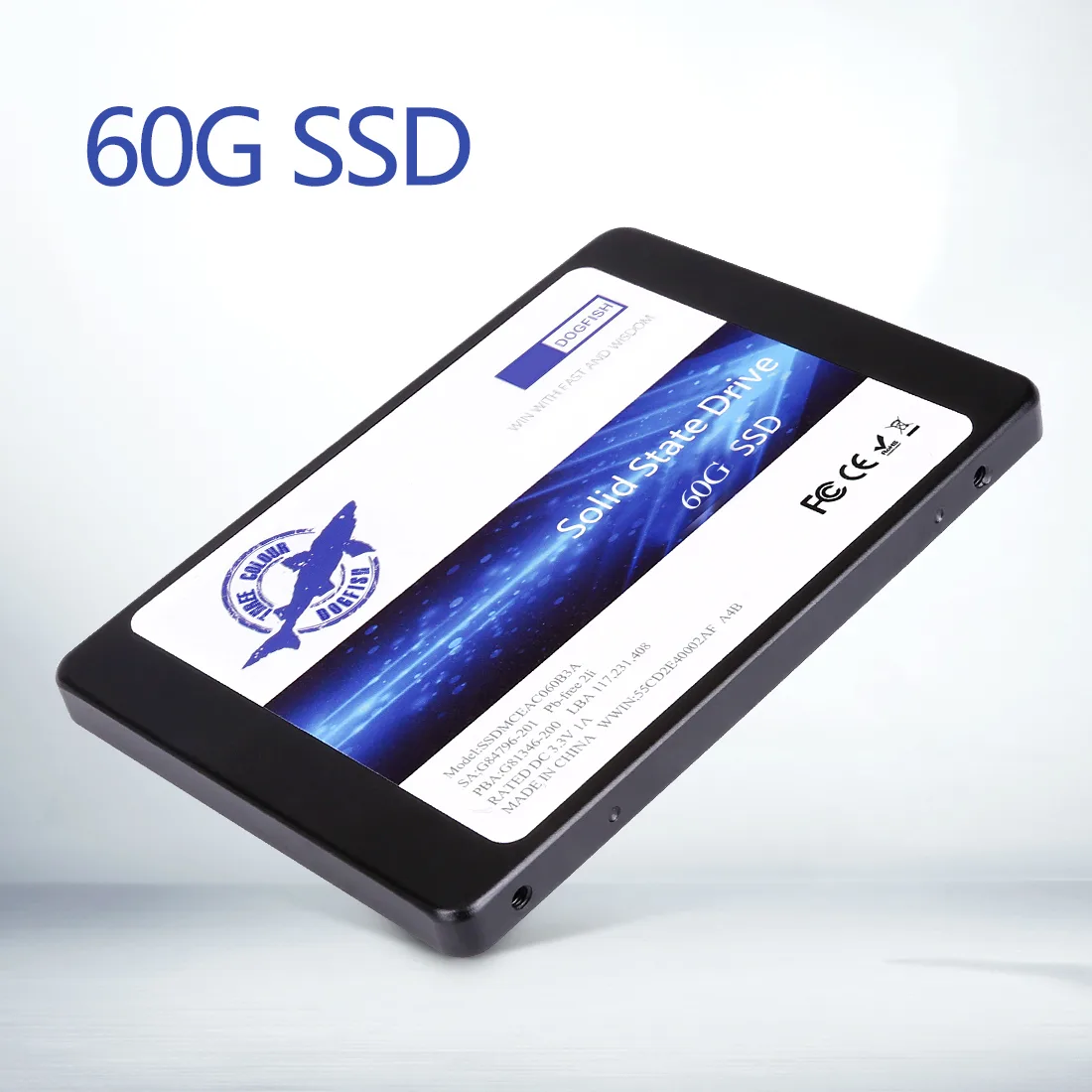 A thin 2.5 inch SATA SSD in a black metal case measuring 7mm high