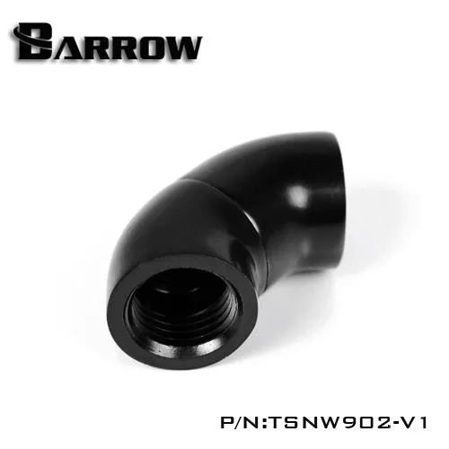 Black G1/4 female-female 90 degree rotary snake adaptor with matte finish