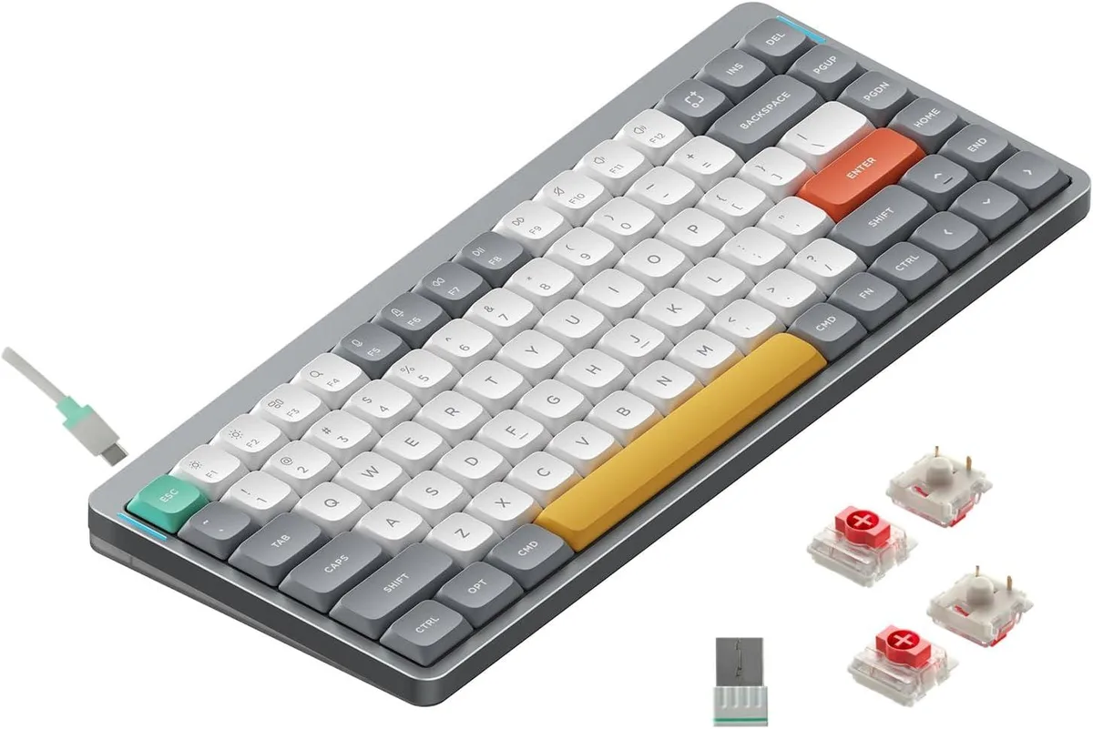 Compact 75% mechanical keyboard with aluminium frame translucent base and side RGB light bars