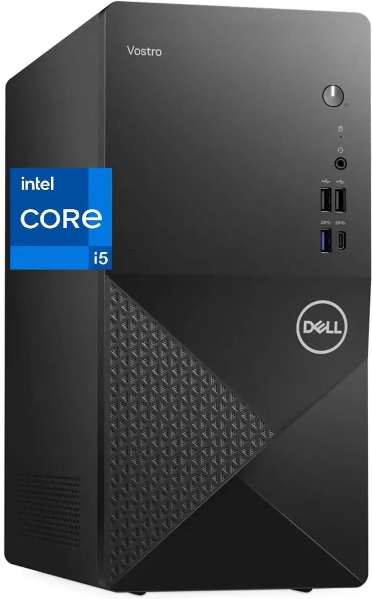 Black Dell Vostro 3030 tower desktop with wired keyboard and mouse