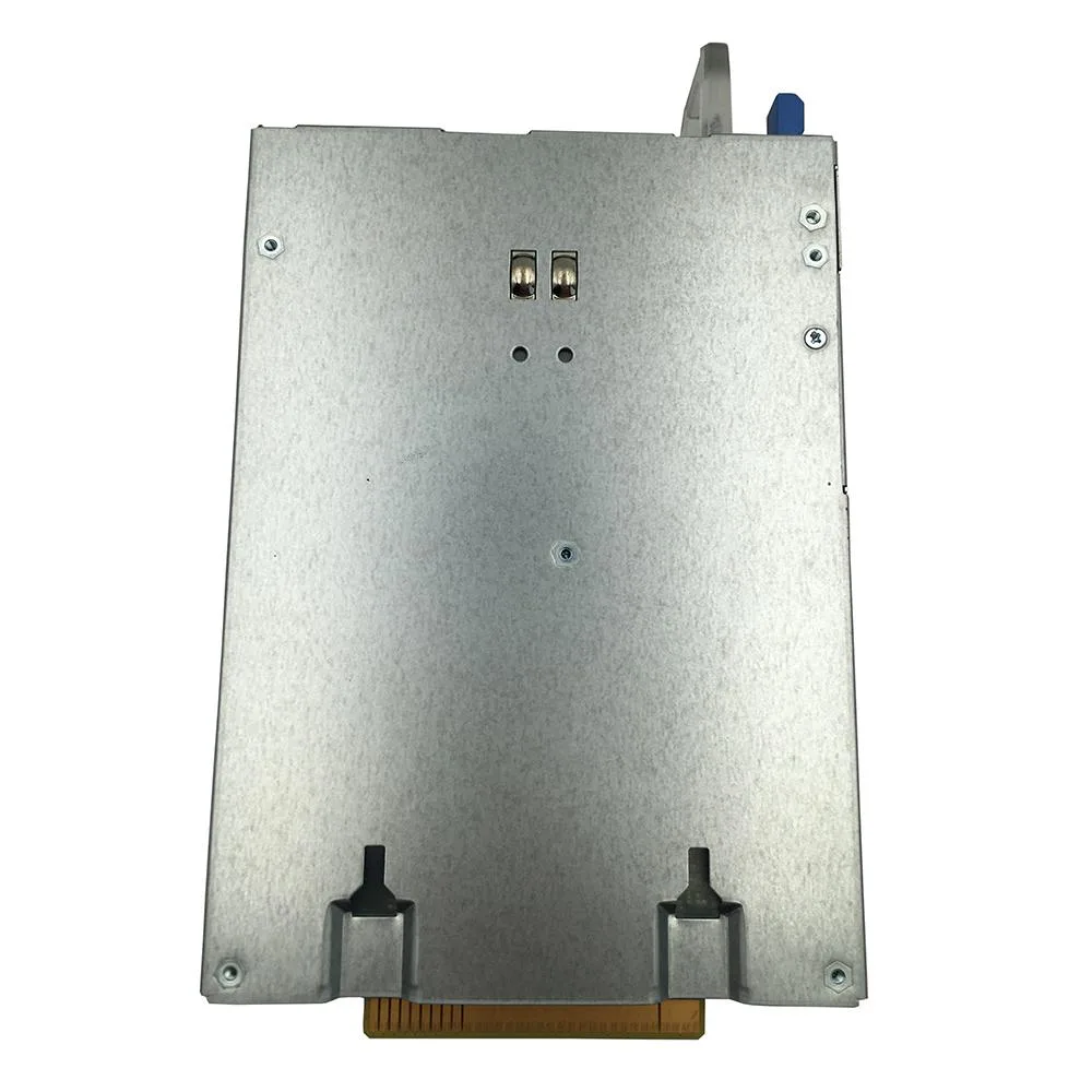 Rectangular metal PSU unit with rear fan grille and side label
