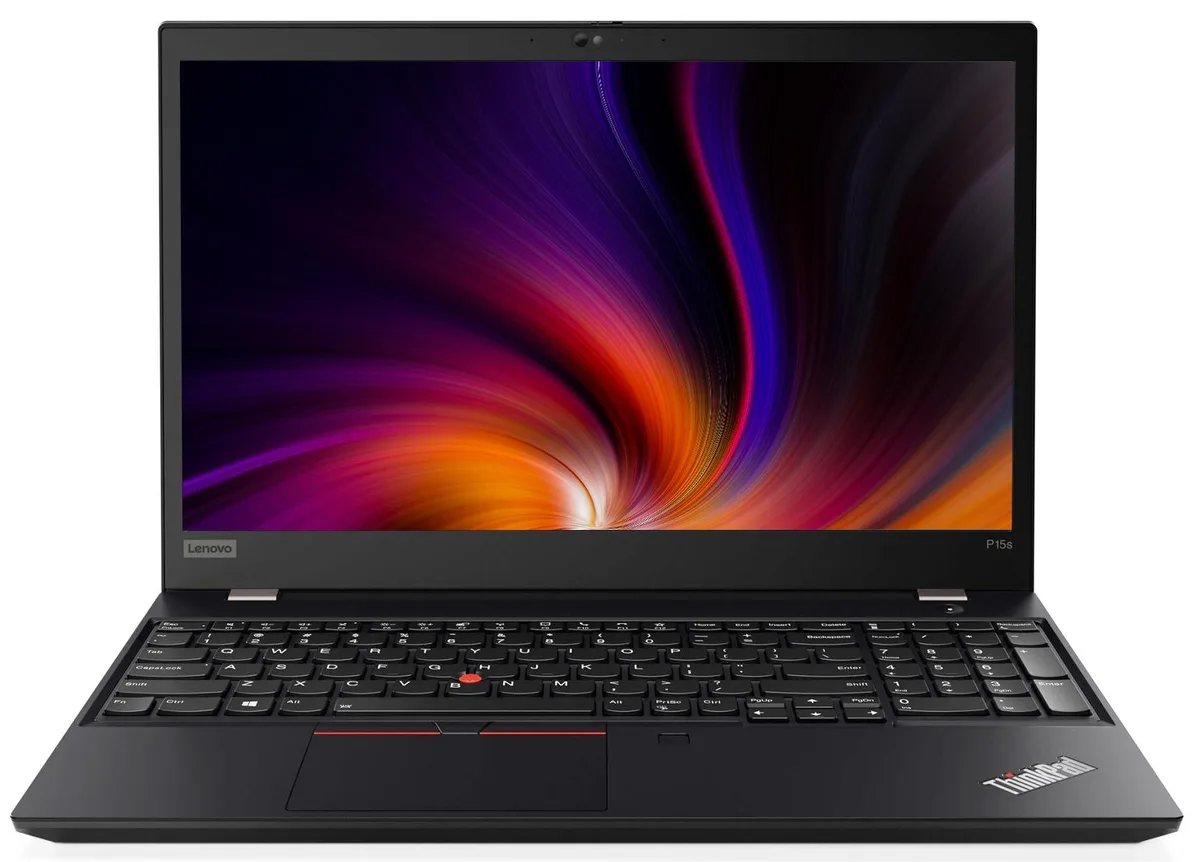 Black 15.6 inch ThinkPad P15s Gen 2 laptop, matte finish, non-touch display