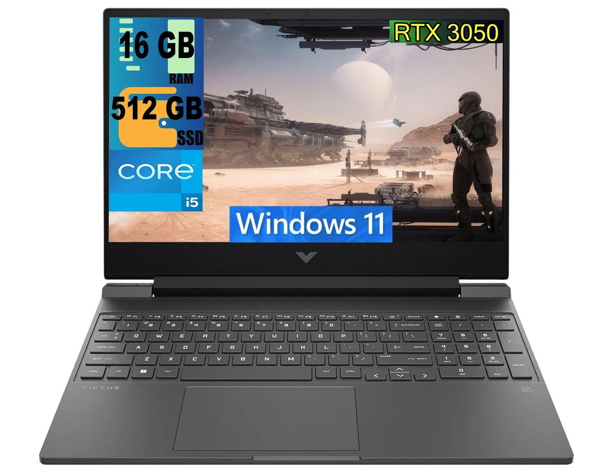 HP HP Victus 15 Raider Black i5-12500H RTX 3050 16GB 512GB gaming laptop — product photo