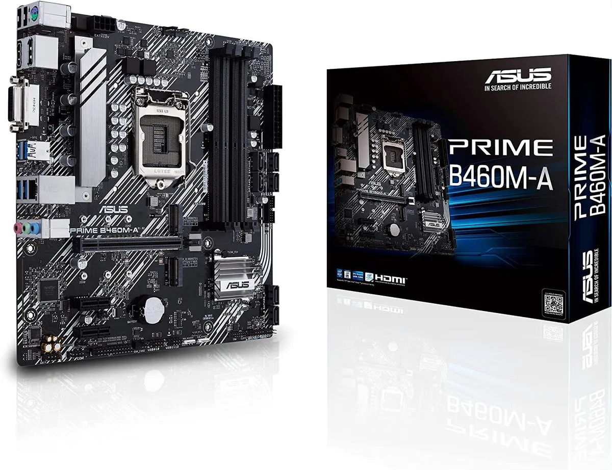 Micro ATX motherboard in dark finish with four DDR4 slots and RGB lighting