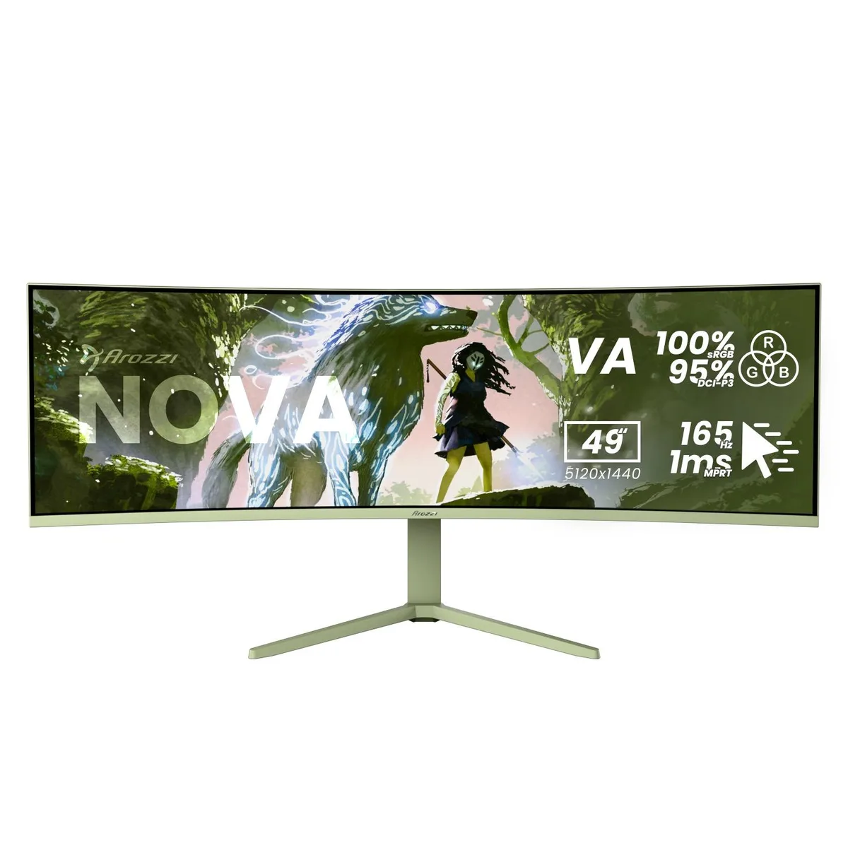 Arozzi Arozzi Nova 49" Curved VA 165Hz Gaming Monitor Forest Green — product photo