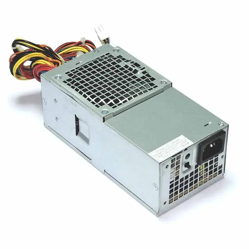 Rectangular silver ATX power supply unit with gold efficiency badge and cooling fan grille