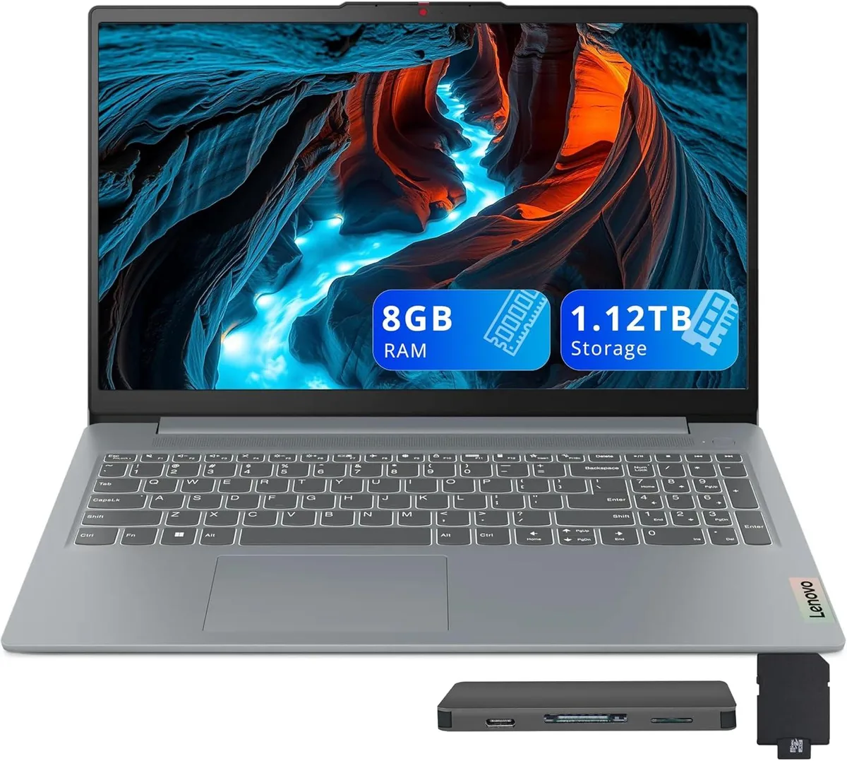 Lenovo Lenovo IdeaPad Slim 3i 15.6" FHD business laptop Core i3-N305 8GB LPDDR5 128GB UFS+1TB dock Arctic Grey — fotografija proizvoda