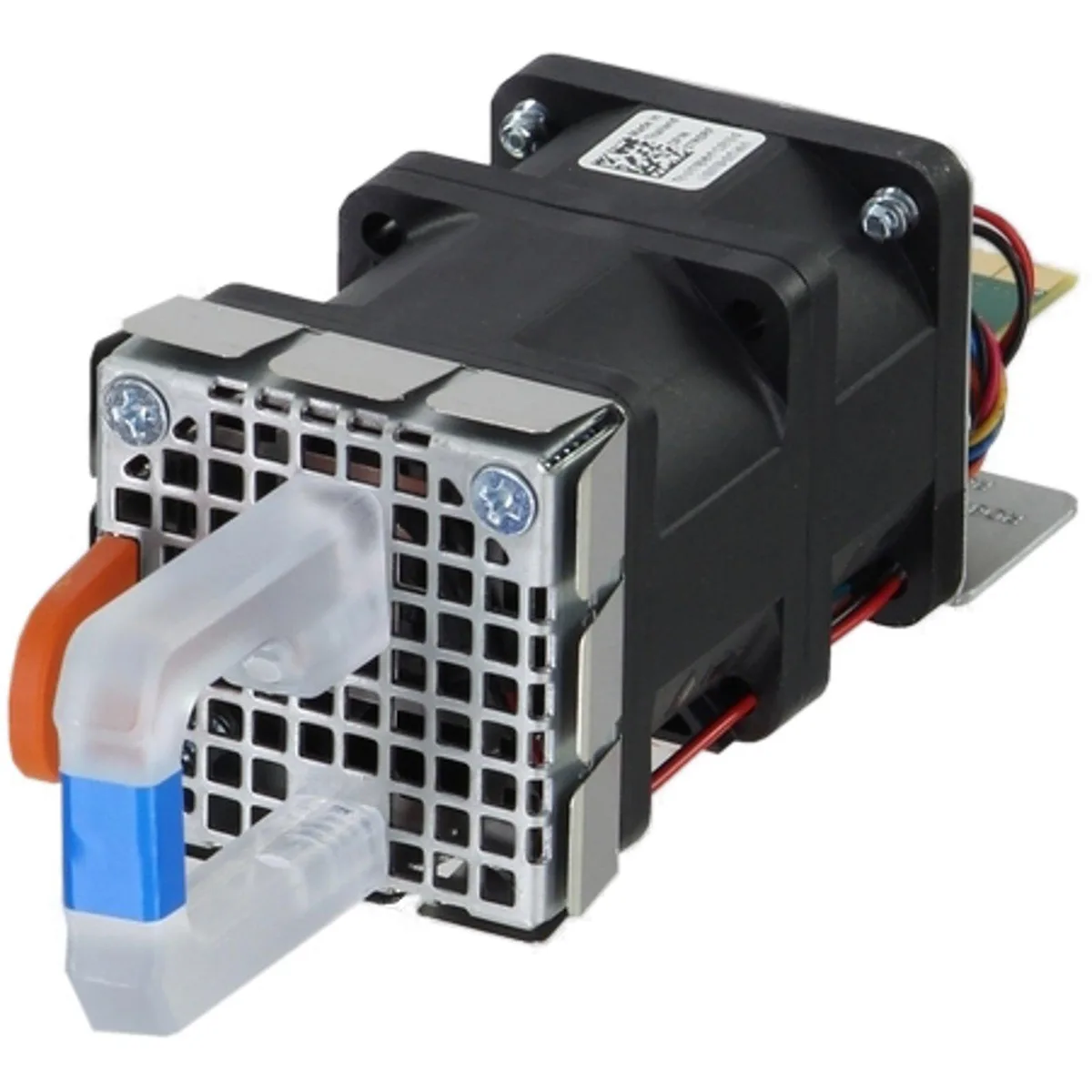 Silver rack-mount fan module with reverse airflow label
