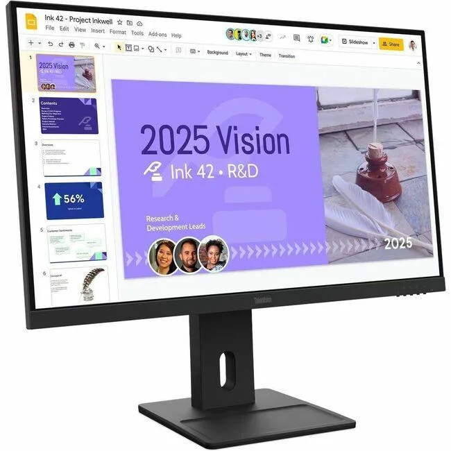 27 inch Lenovo ThinkVision QHD monitor on adjustable stand
