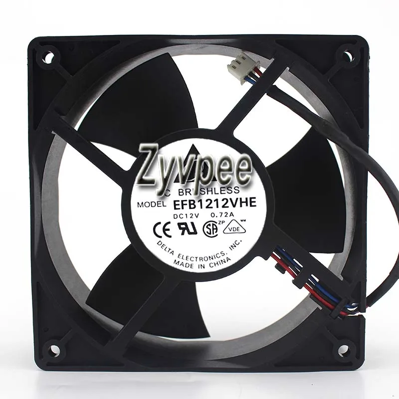 Black 120mm square CPU cooler fan with ball bearing and three-wire connector