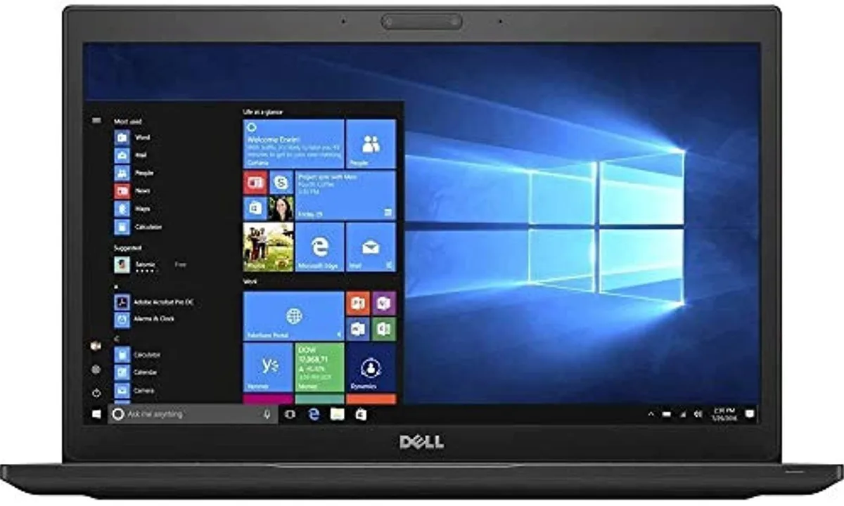 Silver 14 inch Dell Latitude 7480 laptop closed on white background