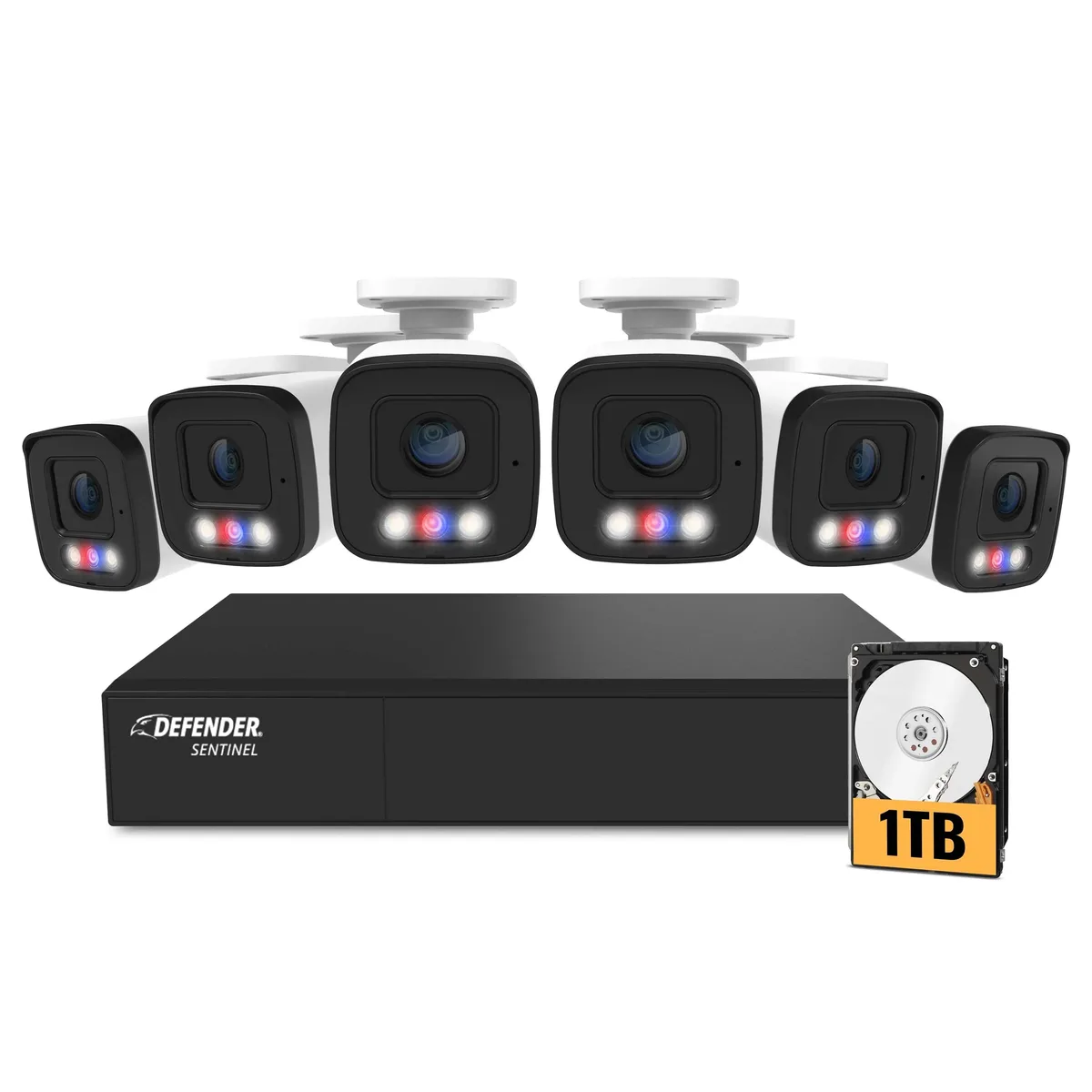 Defender Defender Sentinel 4K 8 Channel PoE NVR System 6 Cameras 1TB HDD — fotografie produktu