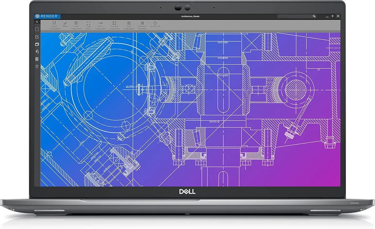 Silver Dell Precision 3570 laptop closed on a plain background
