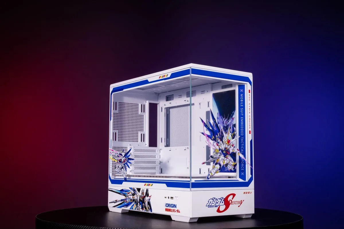 Corn Electronics Corn Electronics Arashi Gundam Theme M-ATX/ITX PC Case White Blue — product photo