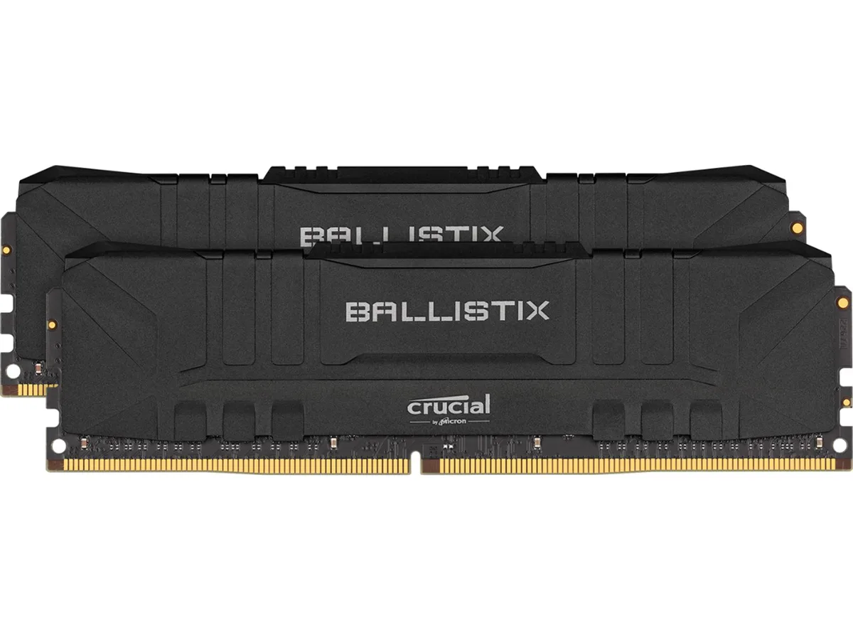 Two black DDR4 modules with aluminum heat spreaders