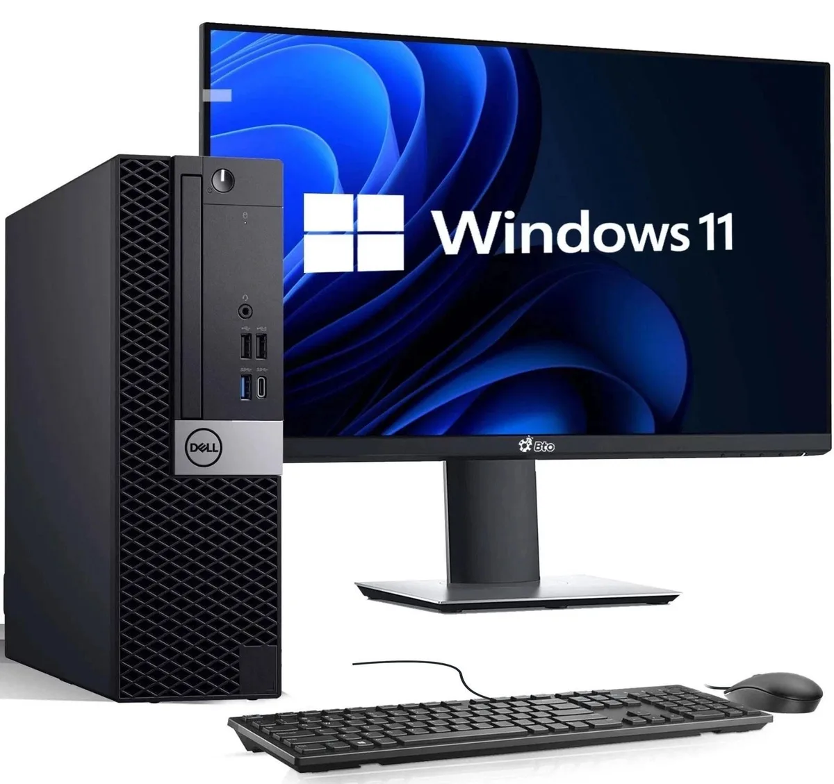Compact black small-form-factor tower with front USB port and optical drive slot