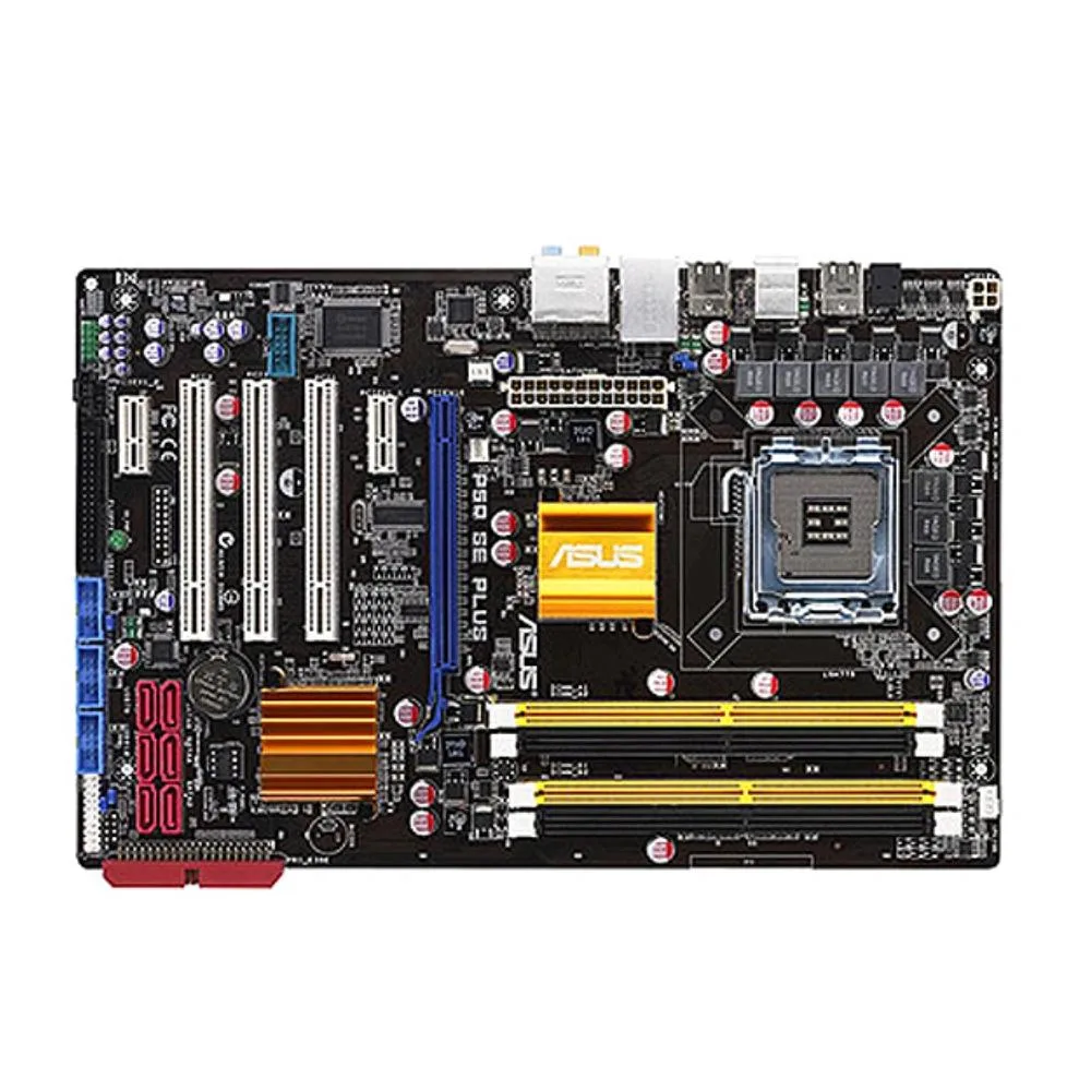 ATX motherboard in matte brown with LGA 775 socket and DDR2 slots